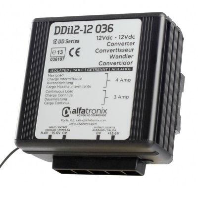 Alfatronix Ddi12-12 036 Converter Dc To Dc Multi Selection - 12vdc To 12vdc 3a Continuous 4a Intermittent