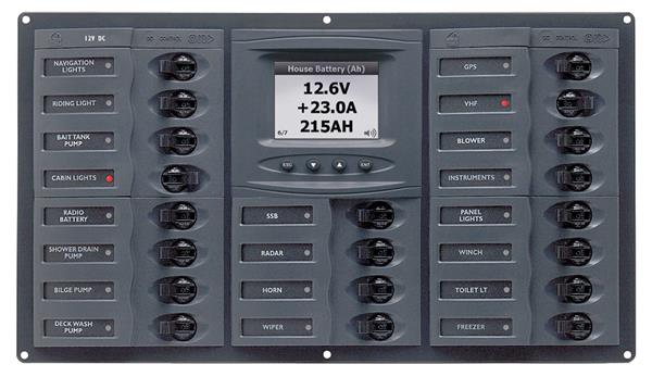 BEP 12v Dc Circuit Breaker Panel 20 Way Horiz Digi Meter (903-DCSM)