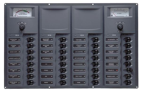 BEP 12v Dc Circuit Breaker Panel 32 Way Horiz A/log Meter (906-AM)