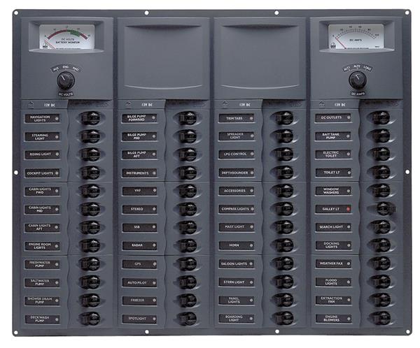 BEP 12v Dc Circuit Breaker Panel 48 Way Square A/log Meter (907-AM)