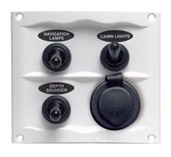 BEP Compact Marine Waterproof Panel  3 Switch Wht (900-3WPSW)