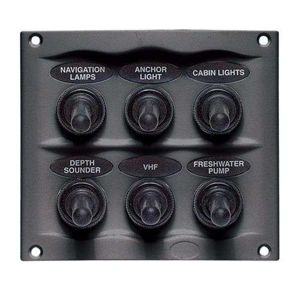 BEP Compact Marine Waterproof Panel 6 Switch Black (900-6WP)