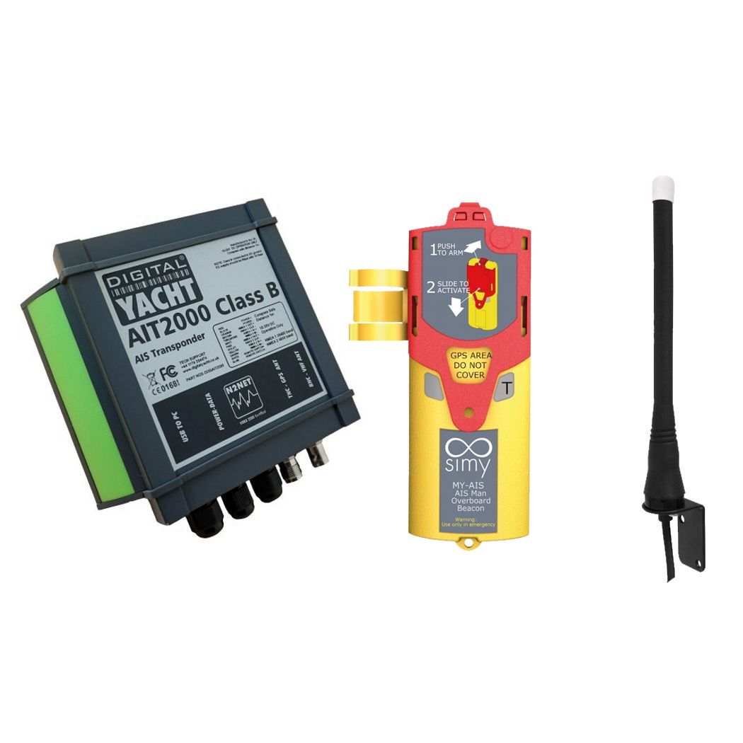 Digital Yacht AIT2000 AIS Transponder With Antenna and SIMY AIS MOB Beacon Digital Yacht AIT2000 AIS Transponder With Antenna and SIMY AIS MOB Beacon