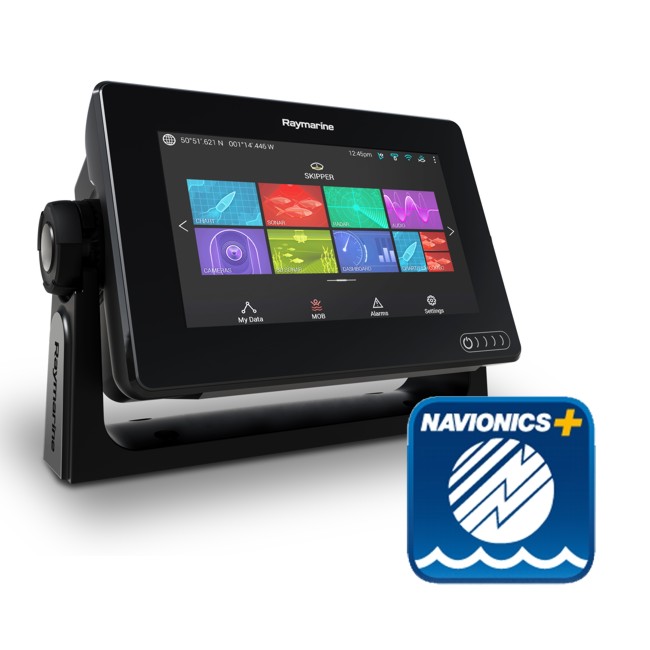 Raymarine Axiom 7 DV - 7 Inch MFD With DownVision 600W Sounder (No TR) & Navionics+ Small Download Chart