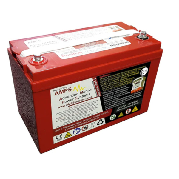 Sterling AMPS AL12100 LiFePO4 Lithium Battery c/w BT BMS - 12V / 100Ah