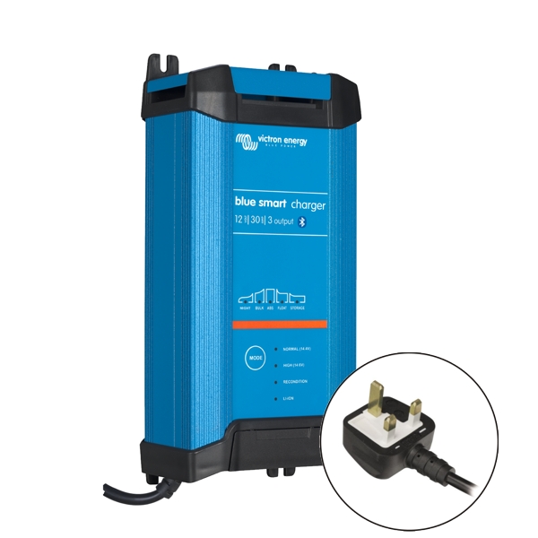 Victron Blue Smart IP22 Charger 12v/30a (3 outputs) UK Plug Victron Blue Smart IP22 Charger 12v/30a (3 outputs) UK Plug